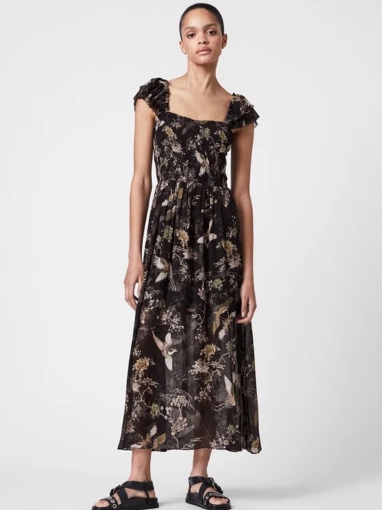 All Saints Dresses & Skirts - All Saints -  Mali Amare Black Smocked Midi Dress